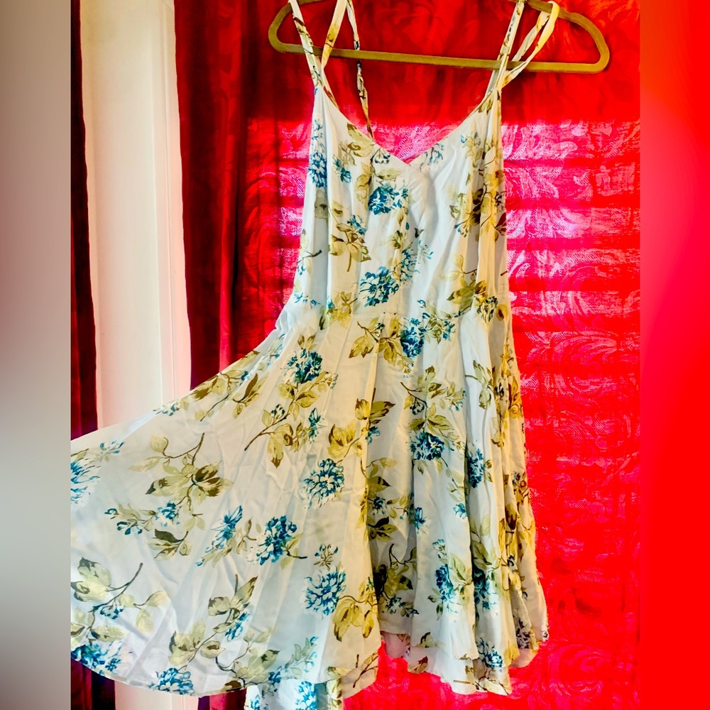 Beautiful flowy Urban Outfitters mini dress with blue and green flowers